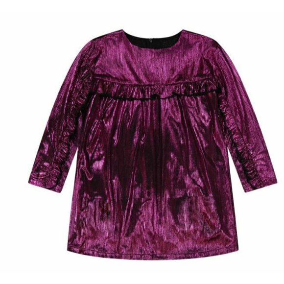 Andy & Evan Girls Fuchsia Metallic Ruffle Pleated A-Line Dress 2T MSRP $58 - Picture 1 of 5